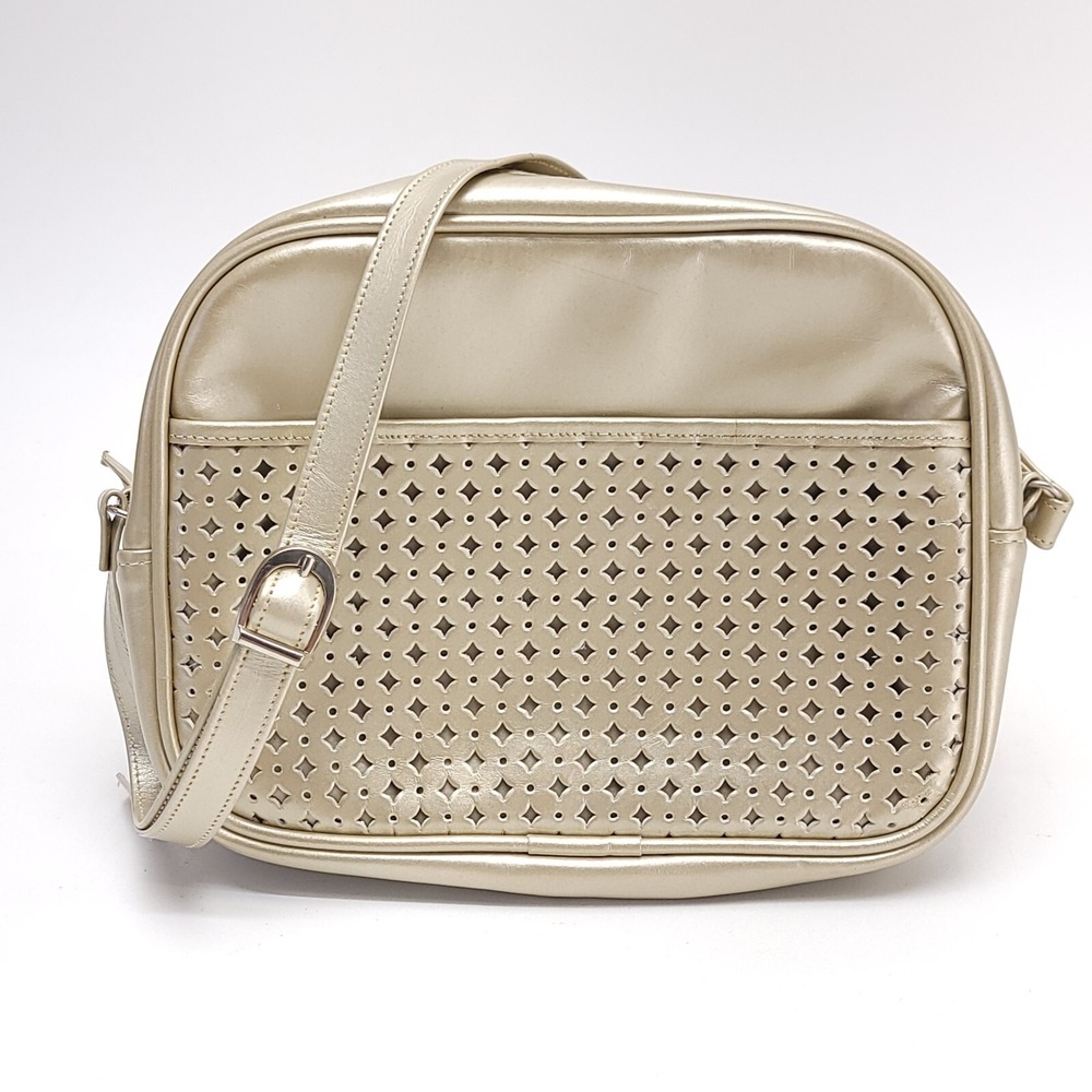 NEW Tic-Tac-Toes Vintage Gold Leather Womens Purse Handbag Clutch Bag